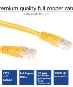 ACT Gele 1,5 meter U/UTP CAT6 patchkabel met RJ45 connectoren - Afbeelding 2