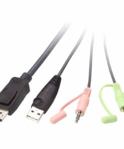 ATEN 2-poorts USB DisplayPort-kabel KVM-switch met externe poortselectieschakelaar