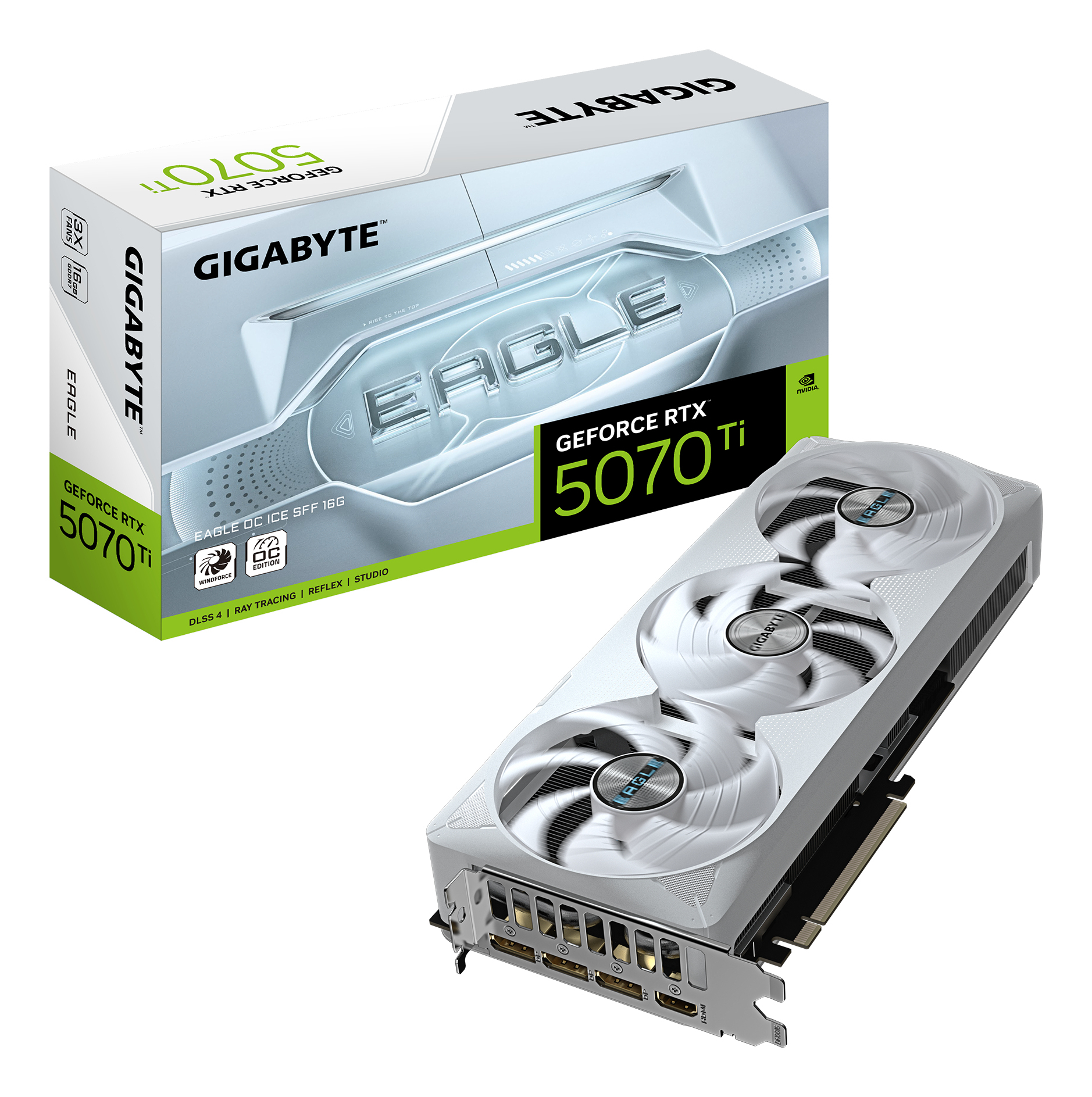 Gigabyte GV-N507TEAGLEOC ICE-16GD GeForce RTX 5070 Ti EAGLE OC ICE SFF 16G 16 GB, GDDR7, 256 bit