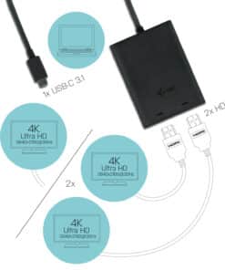 i-tec C31DUAL4KHDMI USB grafische adapter 3840 x 2160 Pixels Zwart - Afbeelding 3