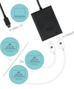 i-tec C31DUAL4KDP USB grafische adapter 3840 x 2160 Pixels Zwart - Afbeelding 3