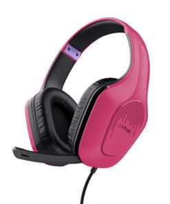 Trust GXT 415P Zirox Gaming Headset - Bedrade gamingheadset – Opklapbare microfoon – 50 mm drivers – Roze