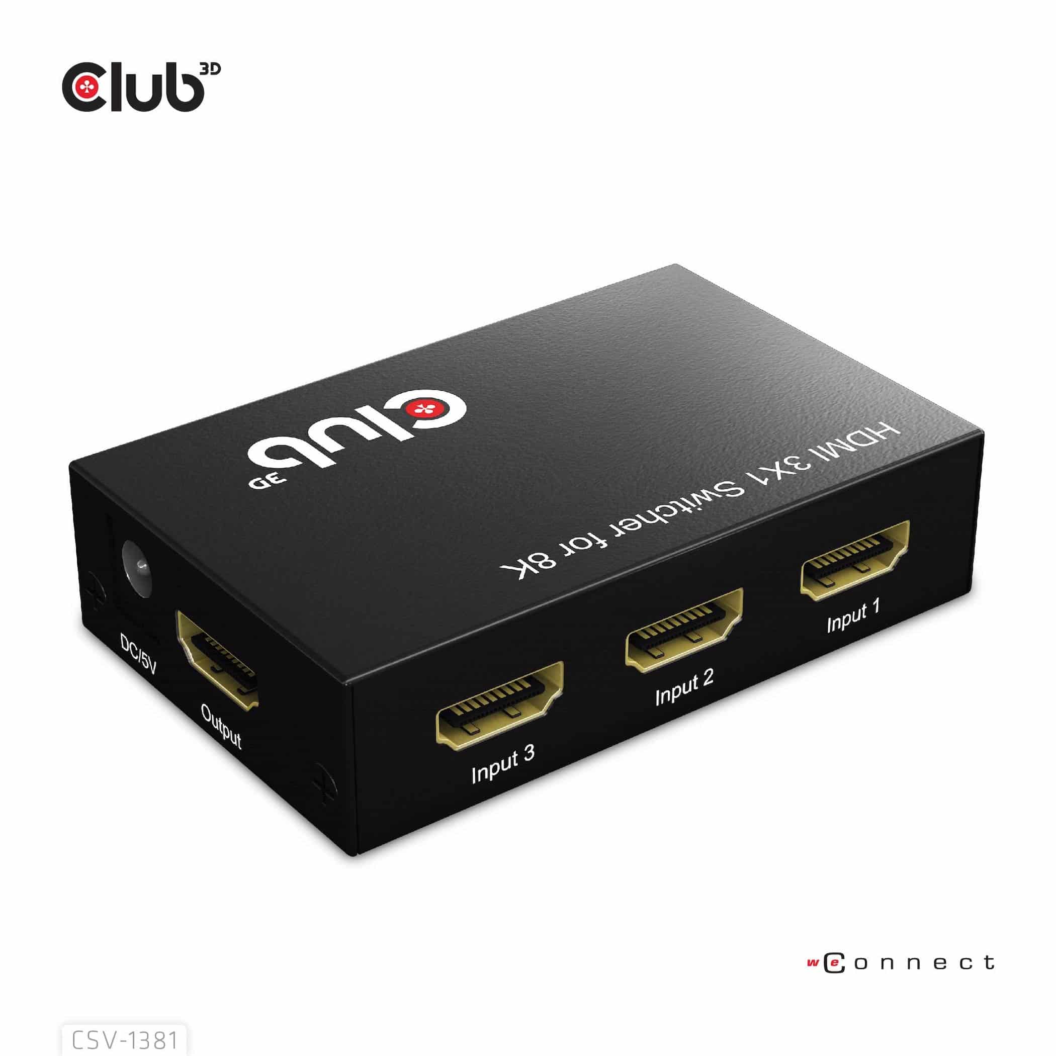 CLUB3D 3 to 1 HDMI 8K60Hz/4K120Hz Switch - Afbeelding 3