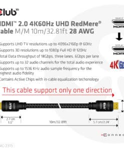 CLUB3D HDMI 2.0 4K60Hz RedMere Kabel 10 meter - Afbeelding 8