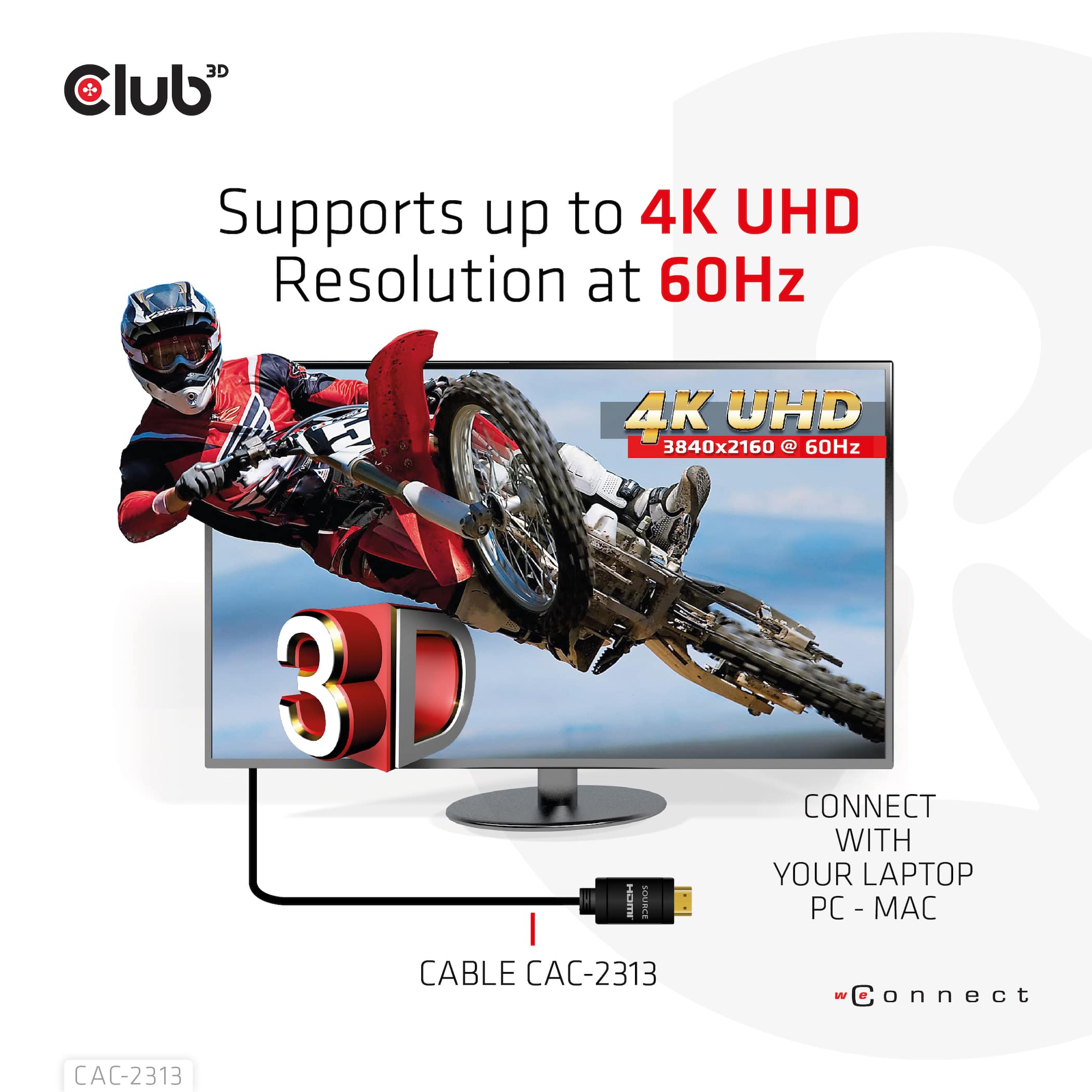 CLUB3D HDMI 2.0 4K60Hz RedMere Kabel 10 meter - Afbeelding 5
