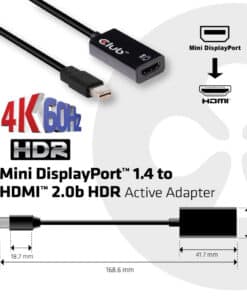CLUB3D Mini DisplayPort 1.4 to HDMI 2.0b HDR Active Adapter - Afbeelding 3