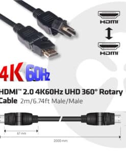 CLUB3D HDMI 2.0 4K60Hz UHD 360 Graden roterende kabel 2 meter - Afbeelding 4