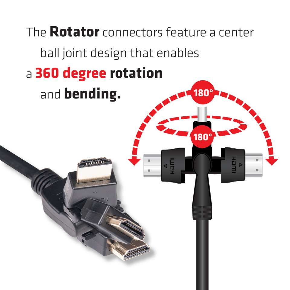 CLUB3D HDMI 2.0 4K60Hz UHD 360 Graden roterende kabel 2 meter - Afbeelding 5