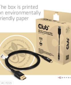 CLUB3D USB Type-C Cable to DP 2.1 Bi-Directional VESA DP80 Certified Cable M/M 1m/3.28ft - Afbeelding 5