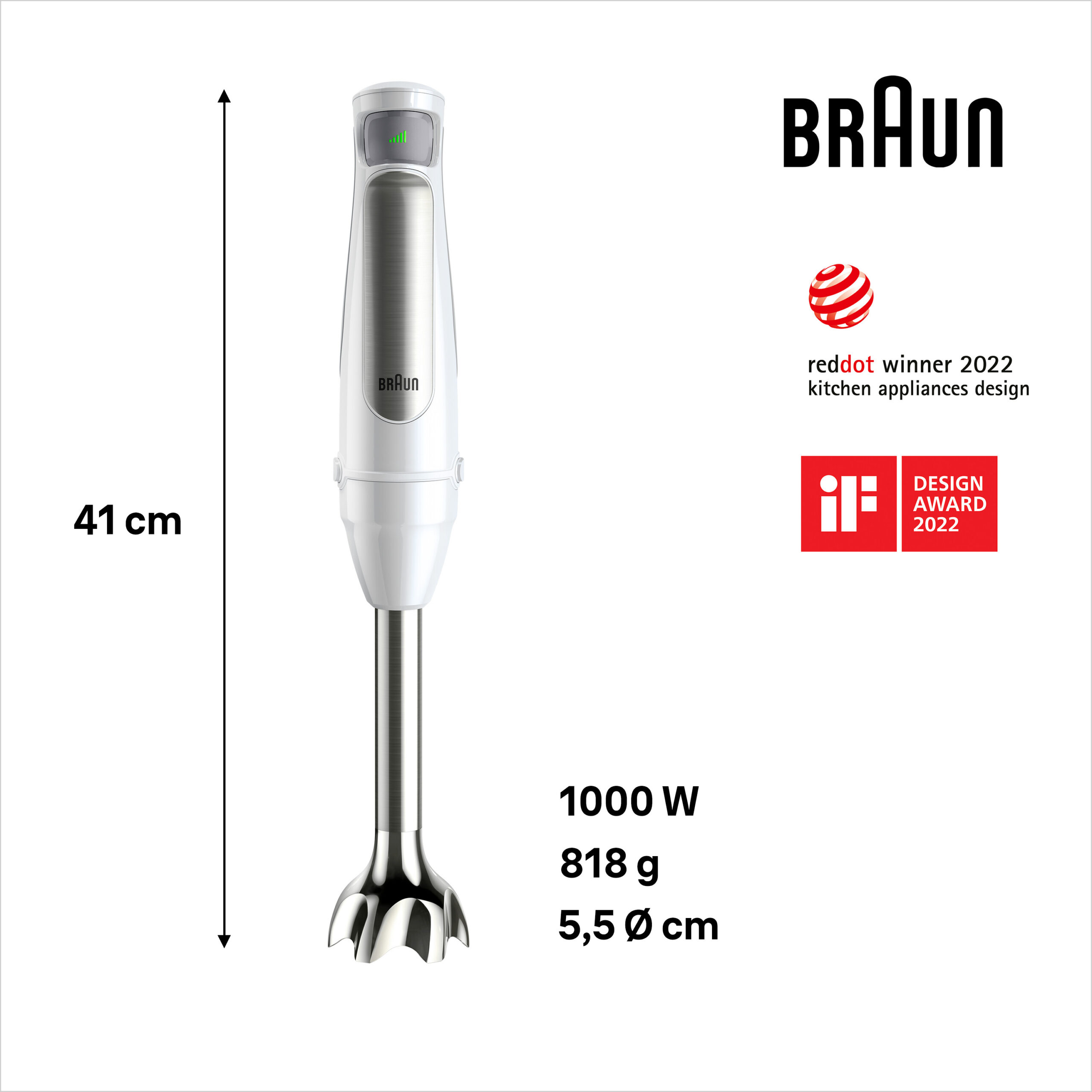 Braun MultiQuick 7 MQ7035IWH 0,6 l Staafmixer 1000 W Roestvrijstaal, Wit - Afbeelding 2