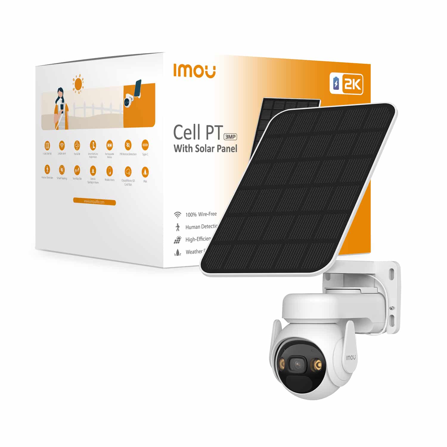 Imou Cell PT Solar Kit Dome IP-beveiligingscamera Buiten 2304 x 1296 Pixels Muur