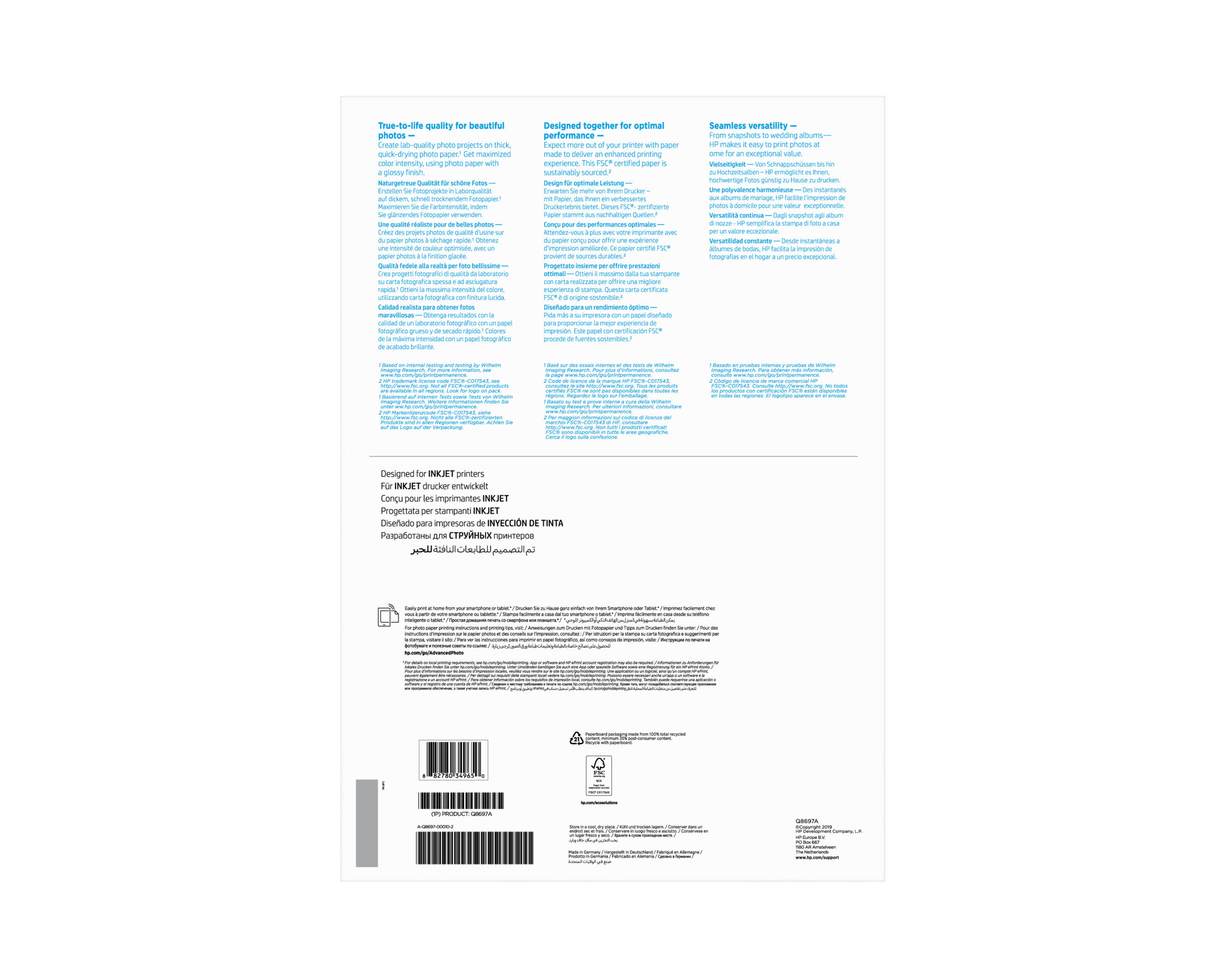HP Advanced fotopapier, glanzend, 250 g/m2, A3 (297 x 420 mm), 20 vellen - Afbeelding 7