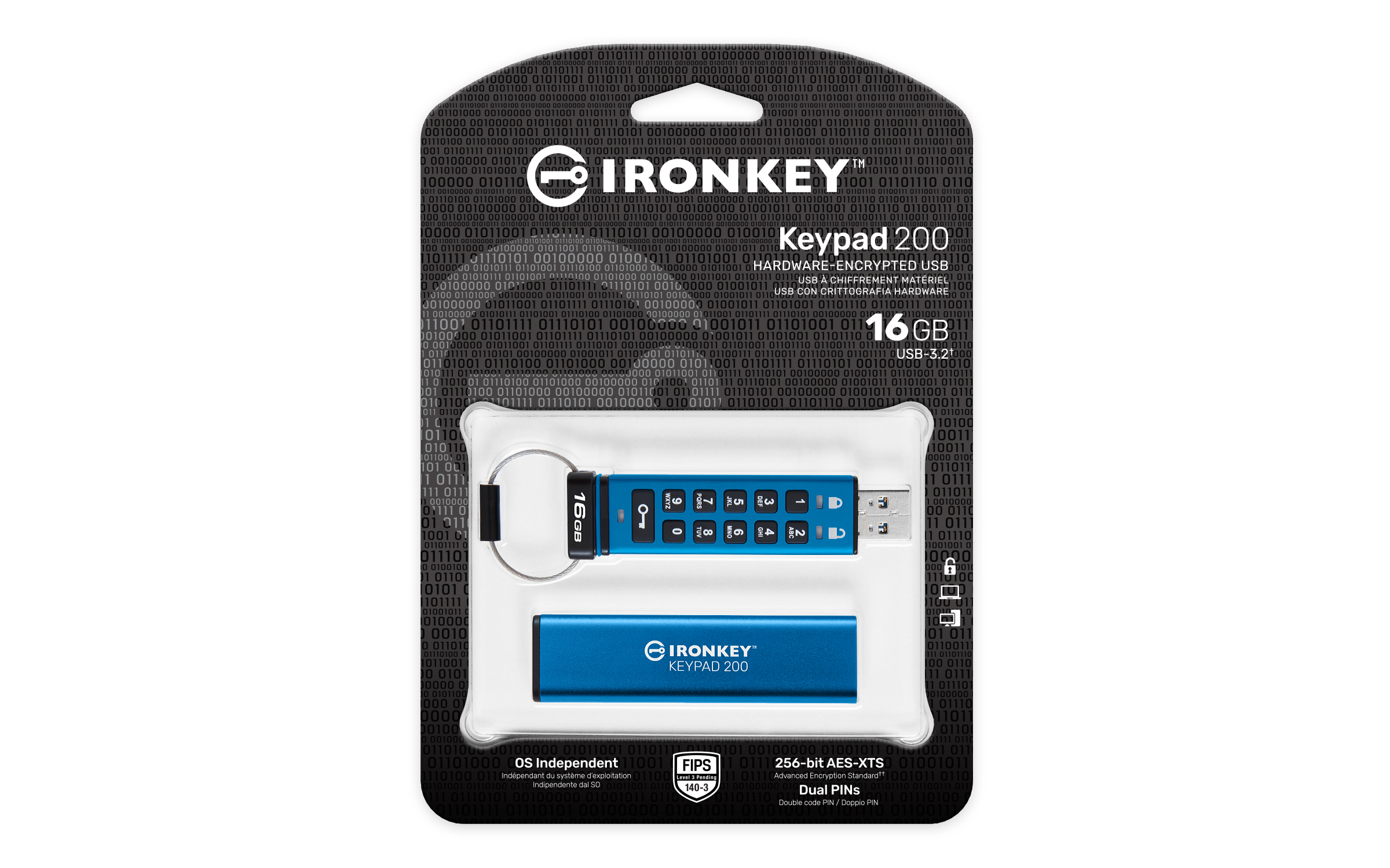 Kingston Technology IronKey 16GB Keypad 200, FIPS 140-3 Lvl 3 AES-256 versleuteld - Afbeelding 3
