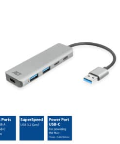 ACT USB-A hub 3.0, 2x USB-A, 2x USB-C - Afbeelding 4
