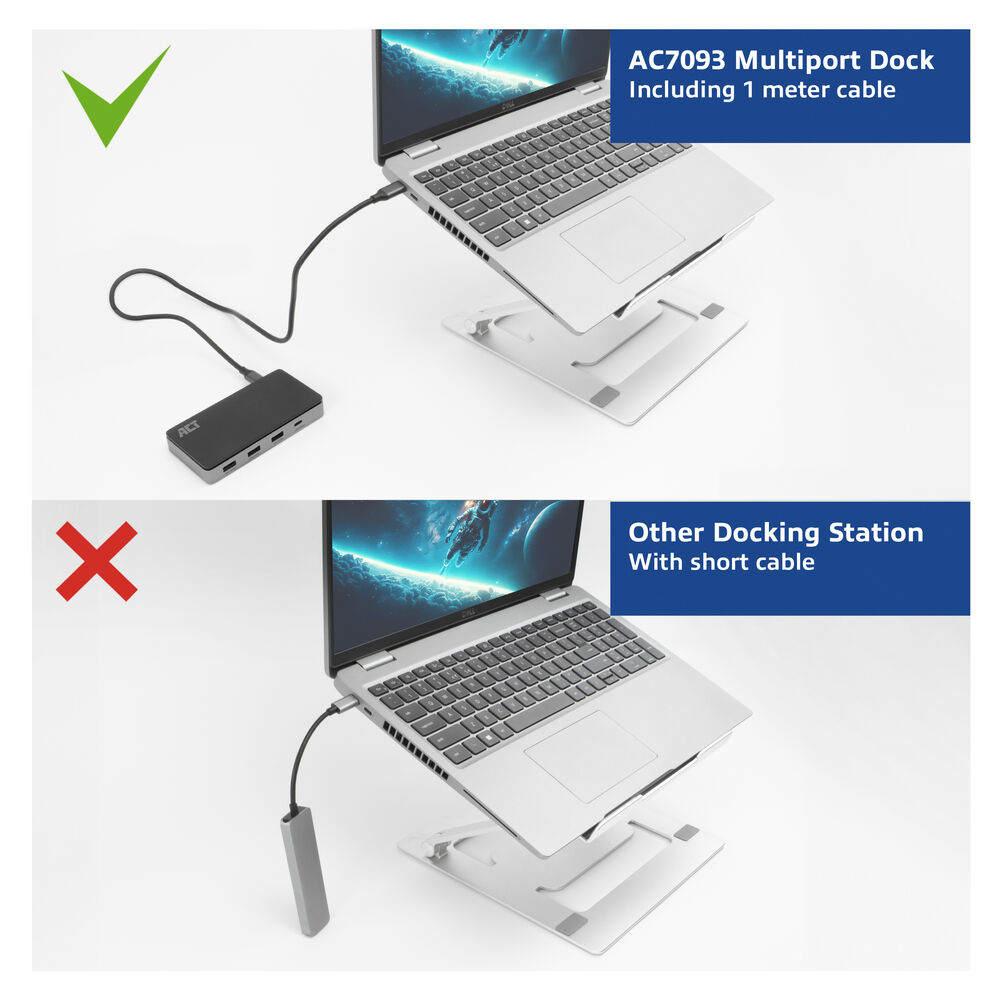 ACT USB-C 4K MST dockingstation voor 2 HDMI-monitoren, Ethernet, USB-C, 3x USB-A, PD passthrough en 1 meter lange afneembare USB-C-kabel - Afbeelding 6