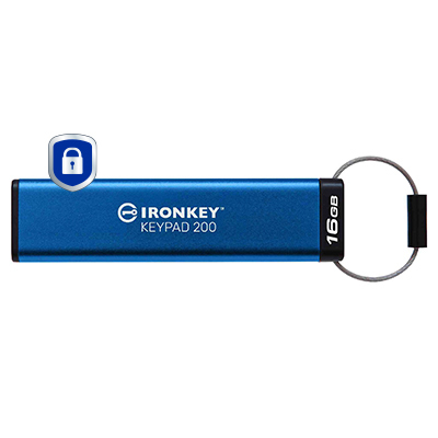 Kingston Technology IronKey 16GB Keypad 200, FIPS 140-3 Lvl 3 AES-256 versleuteld