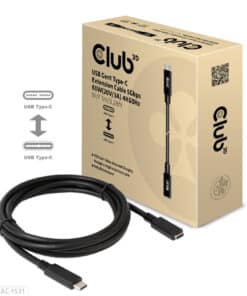 CLUB3D USB Gen1 Type-C Extensie kabel 5Gbps 60W(20V/3A) 4K60Hz M/F 1m/3.28ft - Afbeelding 2