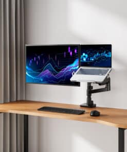 ACT Monitorarm 49" met laptophouder office premium, gasveer, paalbevestiging, 1 scherm - Afbeelding 7