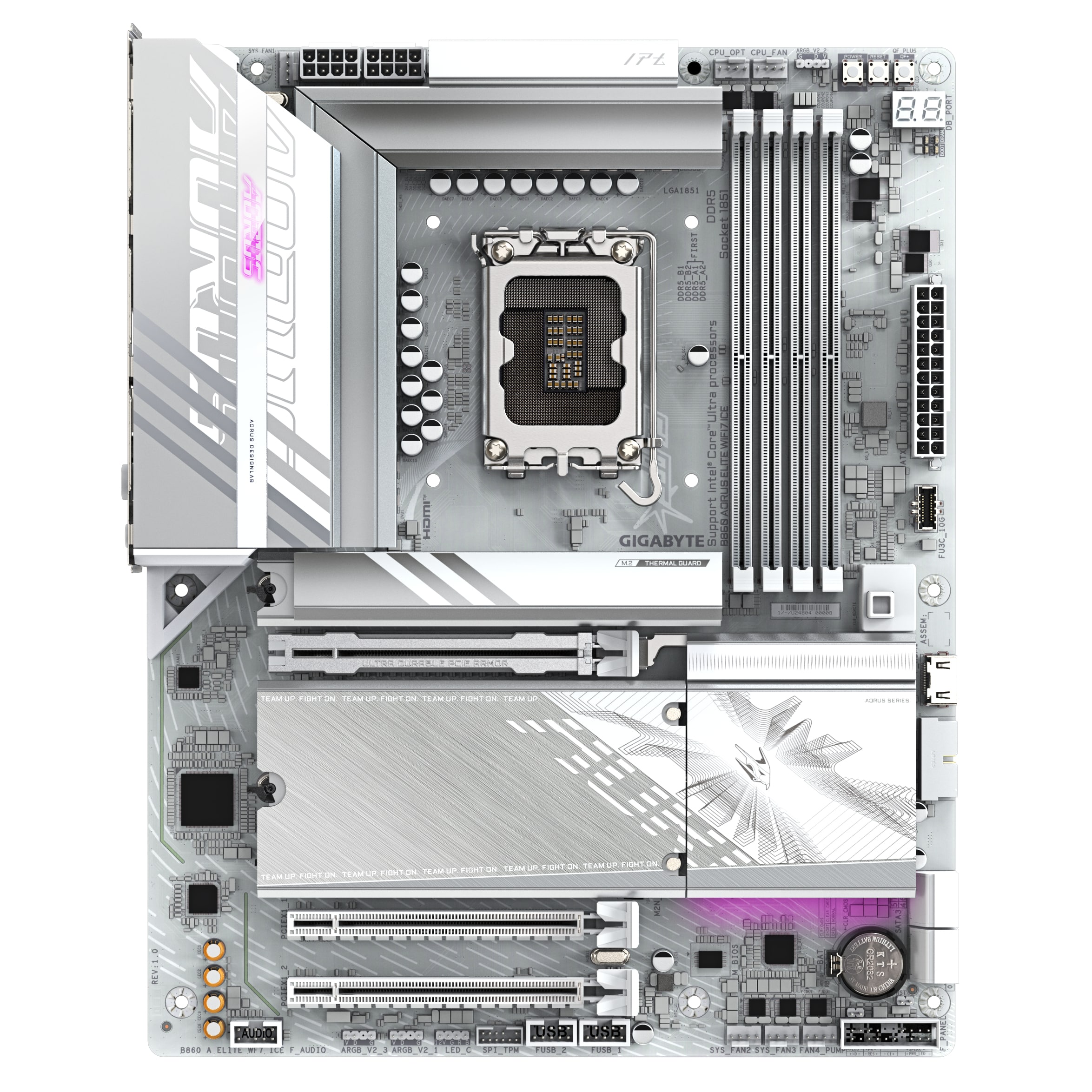GIGABYTE B860 AORUS ELITE WIFI7 ICE Intel B860 LGA 1851 (Socket V1) ATX - Afbeelding 2