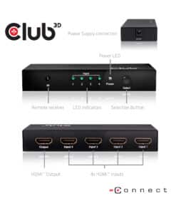 CLUB3D HDMI 2.0 UHD 4K60Hz SwitchBox 4 poorten en inbegrepen IR-afstandsbediening - Afbeelding 7