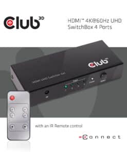 CLUB3D HDMI 2.0 UHD 4K60Hz SwitchBox 4 poorten en inbegrepen IR-afstandsbediening - Afbeelding 6
