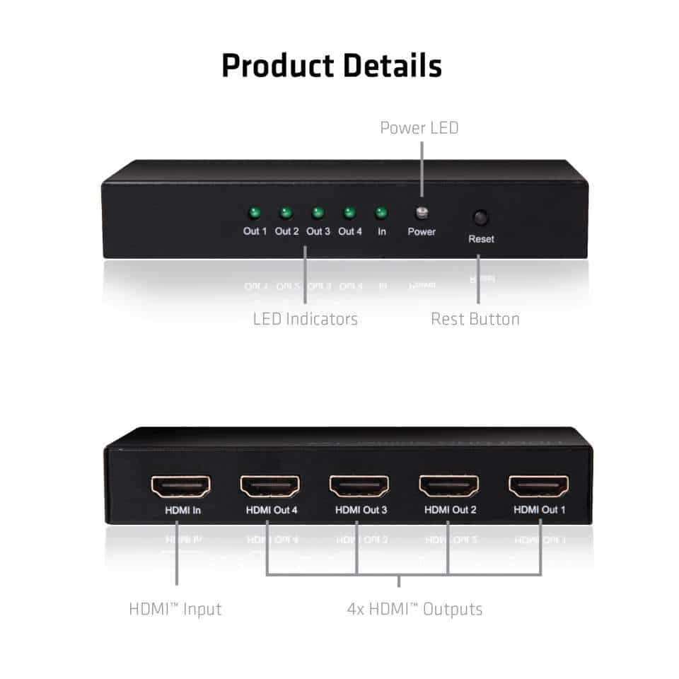 CLUB3D HDMI 4K@60Hz UHD Splitter AC Power 4 ports - Afbeelding 5