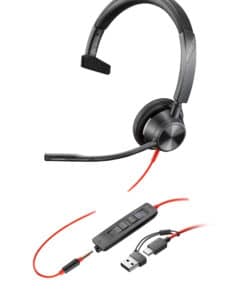 HP Poly Blackwire 3315 Monaural Microsoft Teams Certified USB-C Headset + 3,5 mm plug + USB-C/A adapter - Afbeelding 4