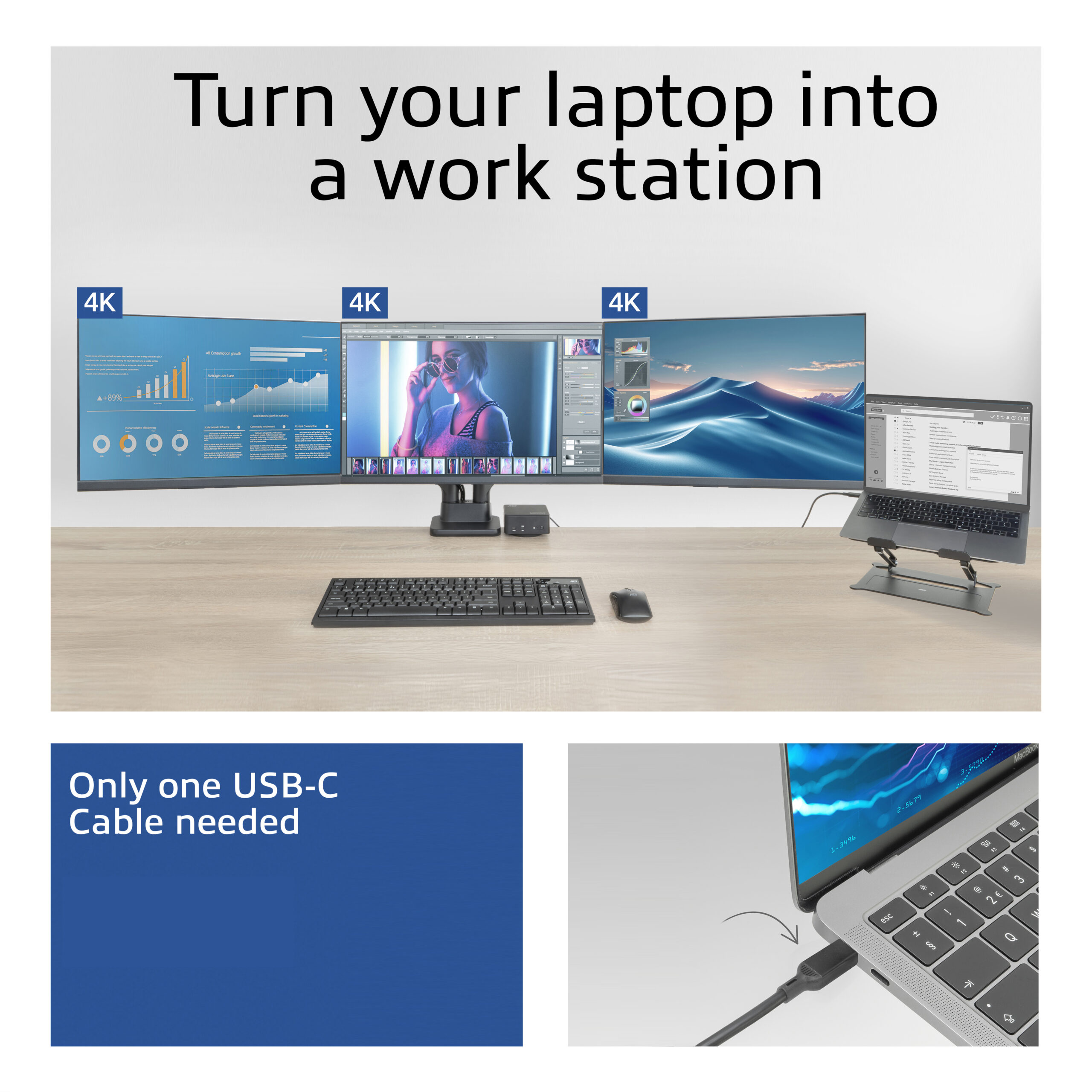 ACT Universeel USB-C Dockingstation 4K, voor 3 HDMI/DisplayPort monitoren, DisplayLink - Afbeelding 4