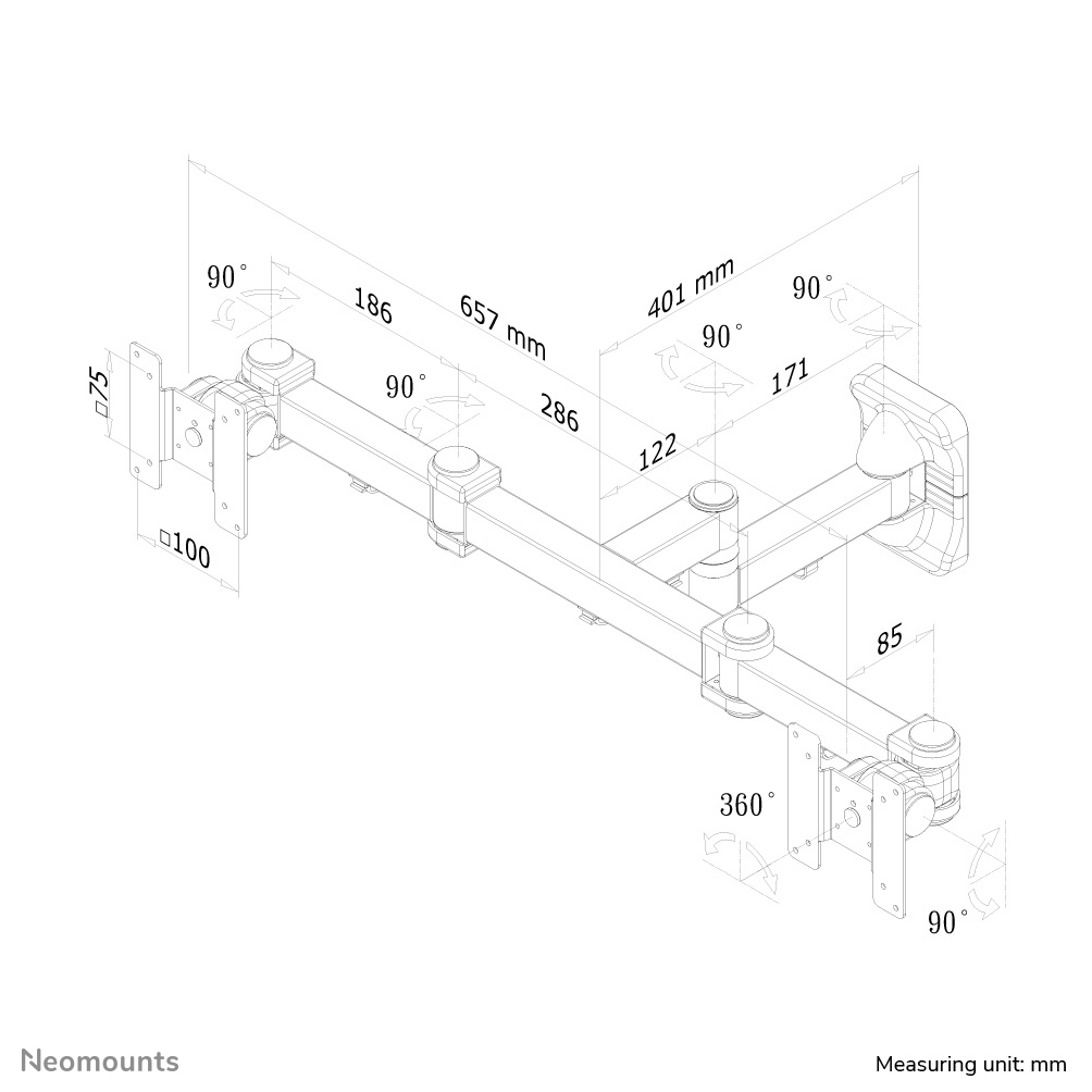 Neomounts FPMA-W960D flatscreen wandsteun Zwart - Afbeelding 6