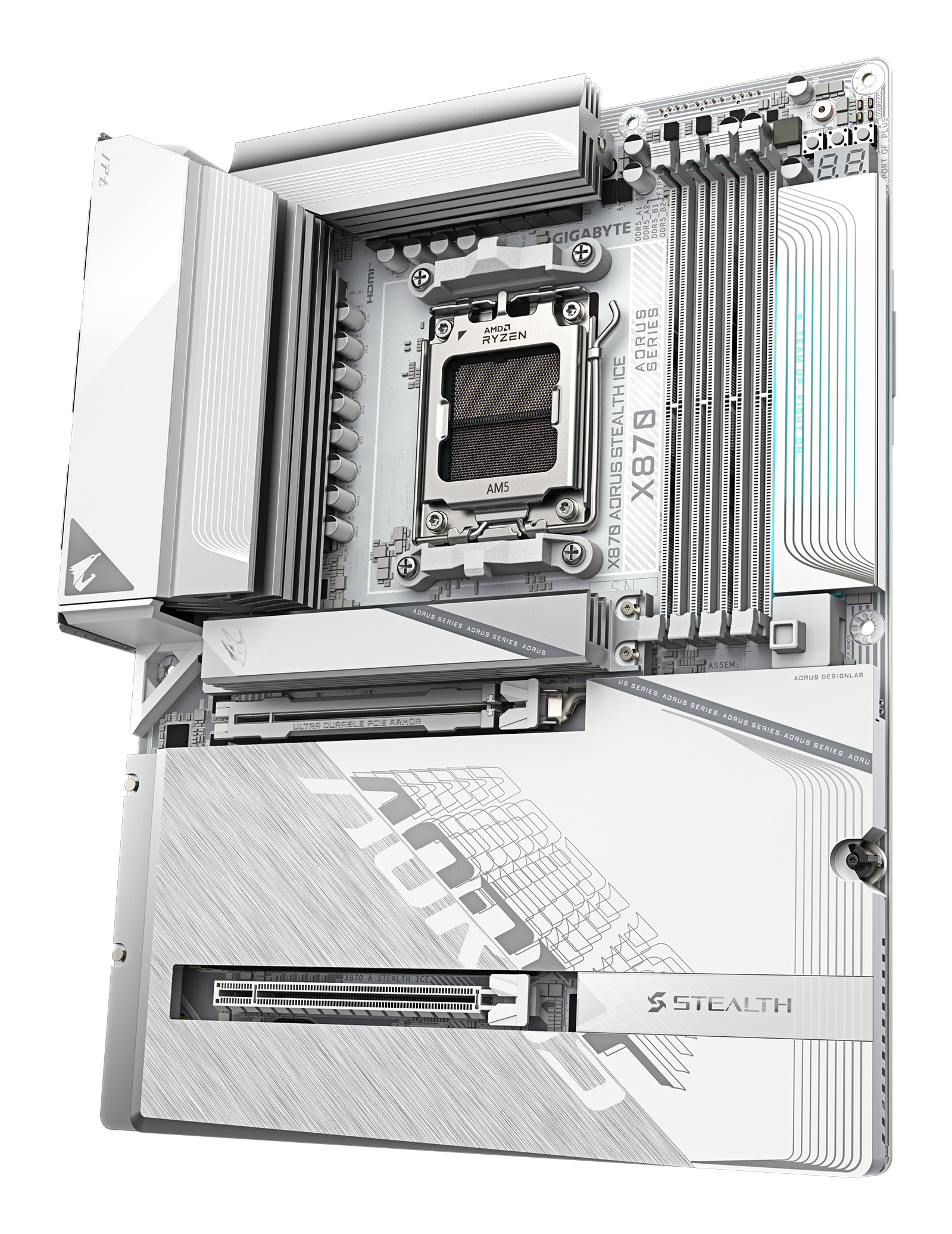 Gigabyte X870 A STEALTH ICE AORUS STEALTH ICE, ATX, AMD AM5, DDR5, 2x PCIe 5.0, Wi-Fi 7, 5 Gbe, USB4 - Afbeelding 5