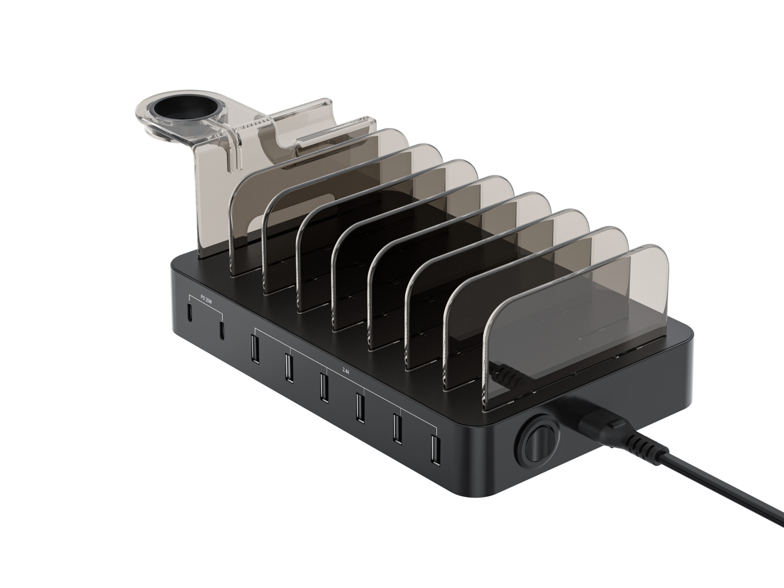 Conceptronic OZUL02B OZUL 8-Port 75W USB PD Charging Station, Indoor, AC, 12 V, Black