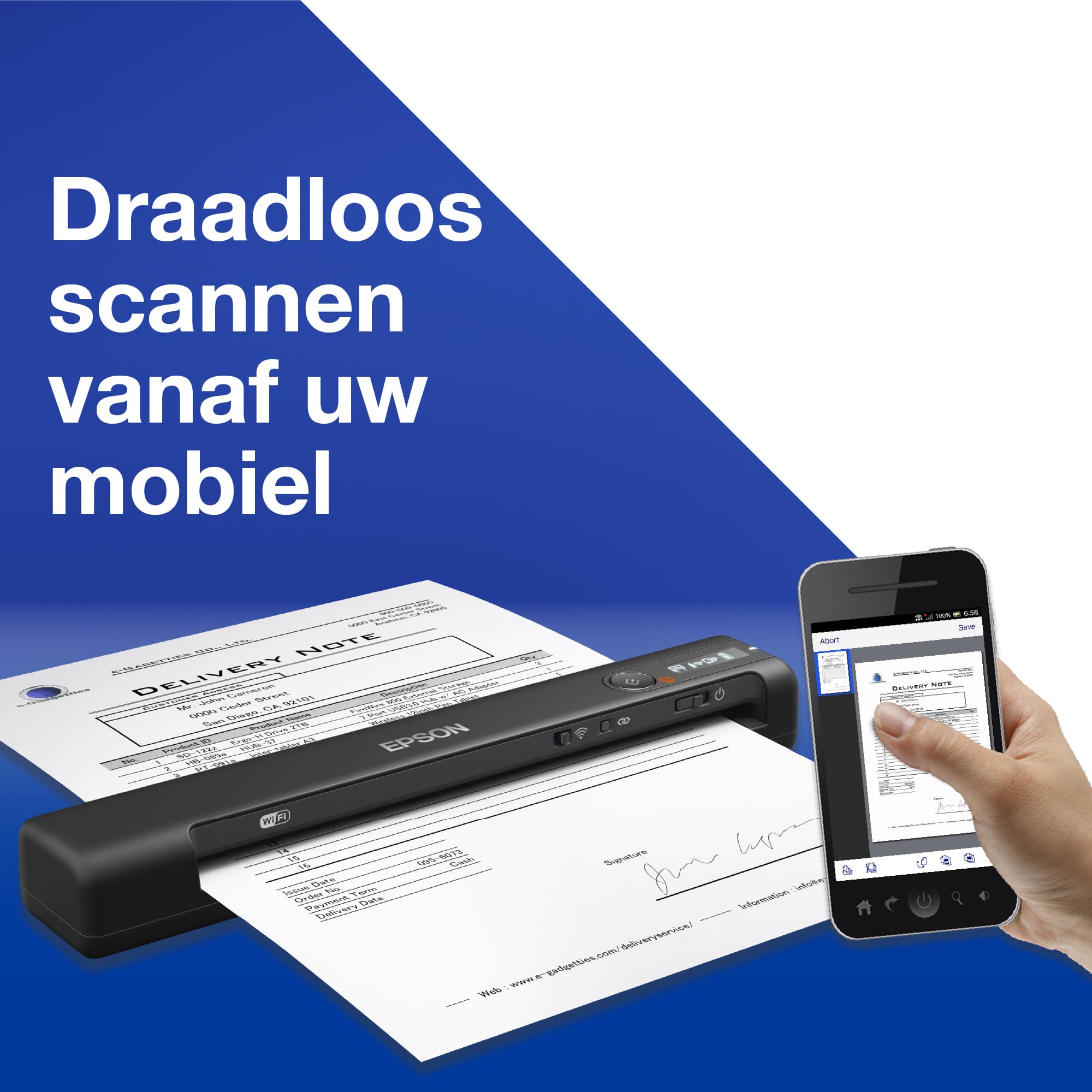 Epson WorkForce ES-60W, snelle draadloze mobiele A4-scanner met Wi-Fi-connectiviteit, ScanSmart-technologie en LCD-scherm - Afbeelding 4
