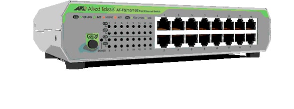 Allied Telesis FS710/16E Unmanaged Fast Ethernet (10/100) 1U Groen, Grijs