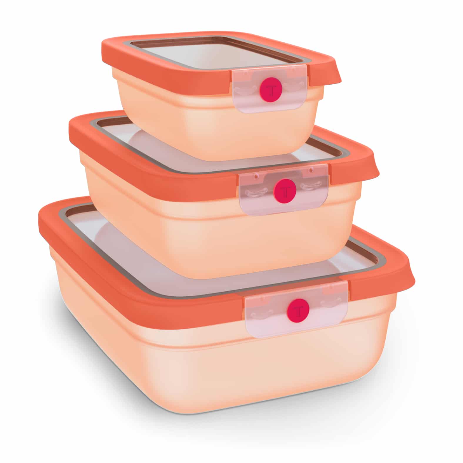 Tefal oneClick N1230310 vershoudbakje 3-delige set oranje (0,5L/1,2L/2,3L)
