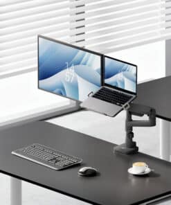 ACT Monitorarm 49" met laptophouder office premium, gasveer, paalbevestiging, 1 scherm - Afbeelding 8