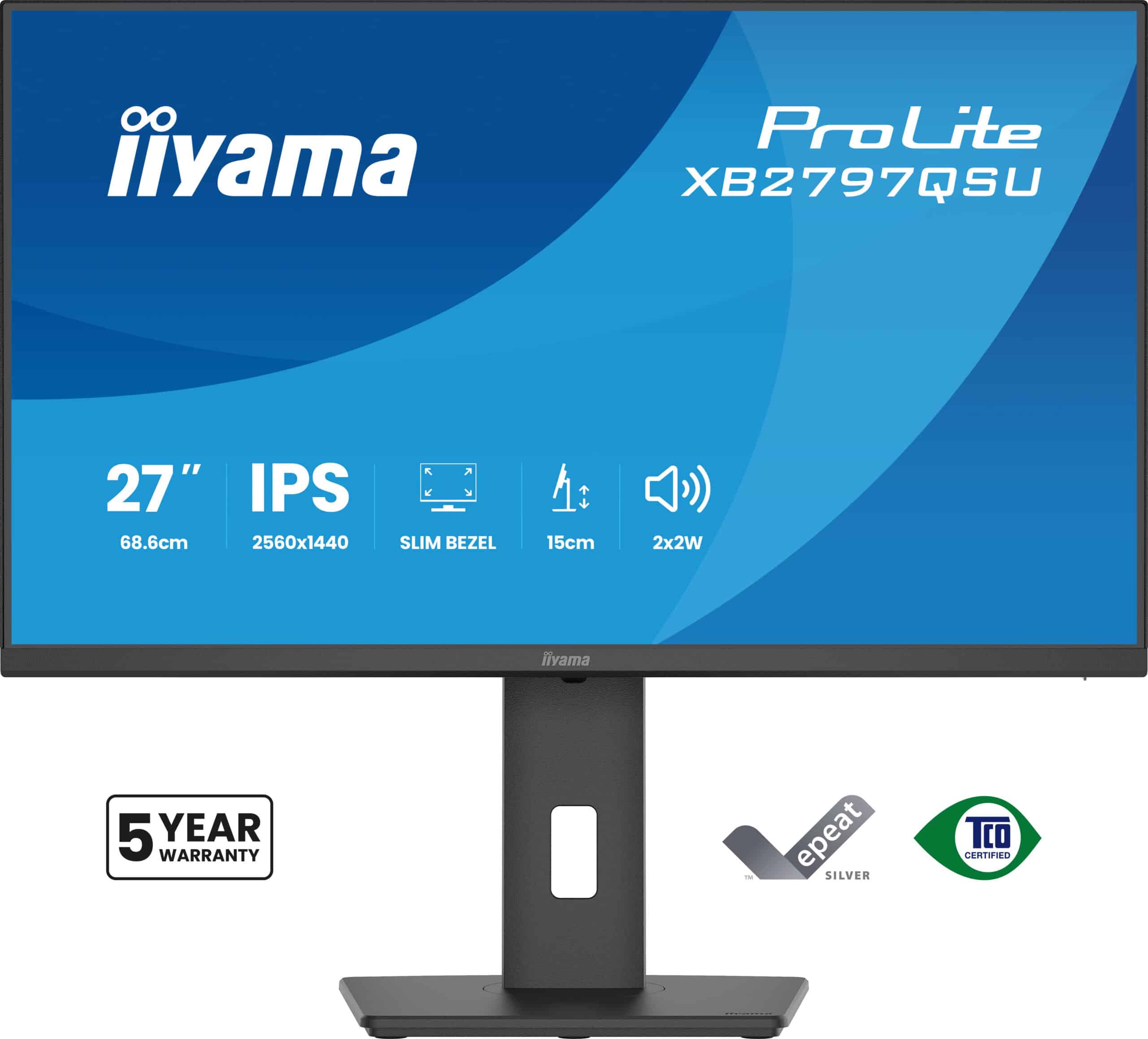 iiyama ProLite XB2797QSU-B1 computer monitor 68,6 cm (27") 2560 x 1440 Pixels Quad HD LED Zwart - Afbeelding 2