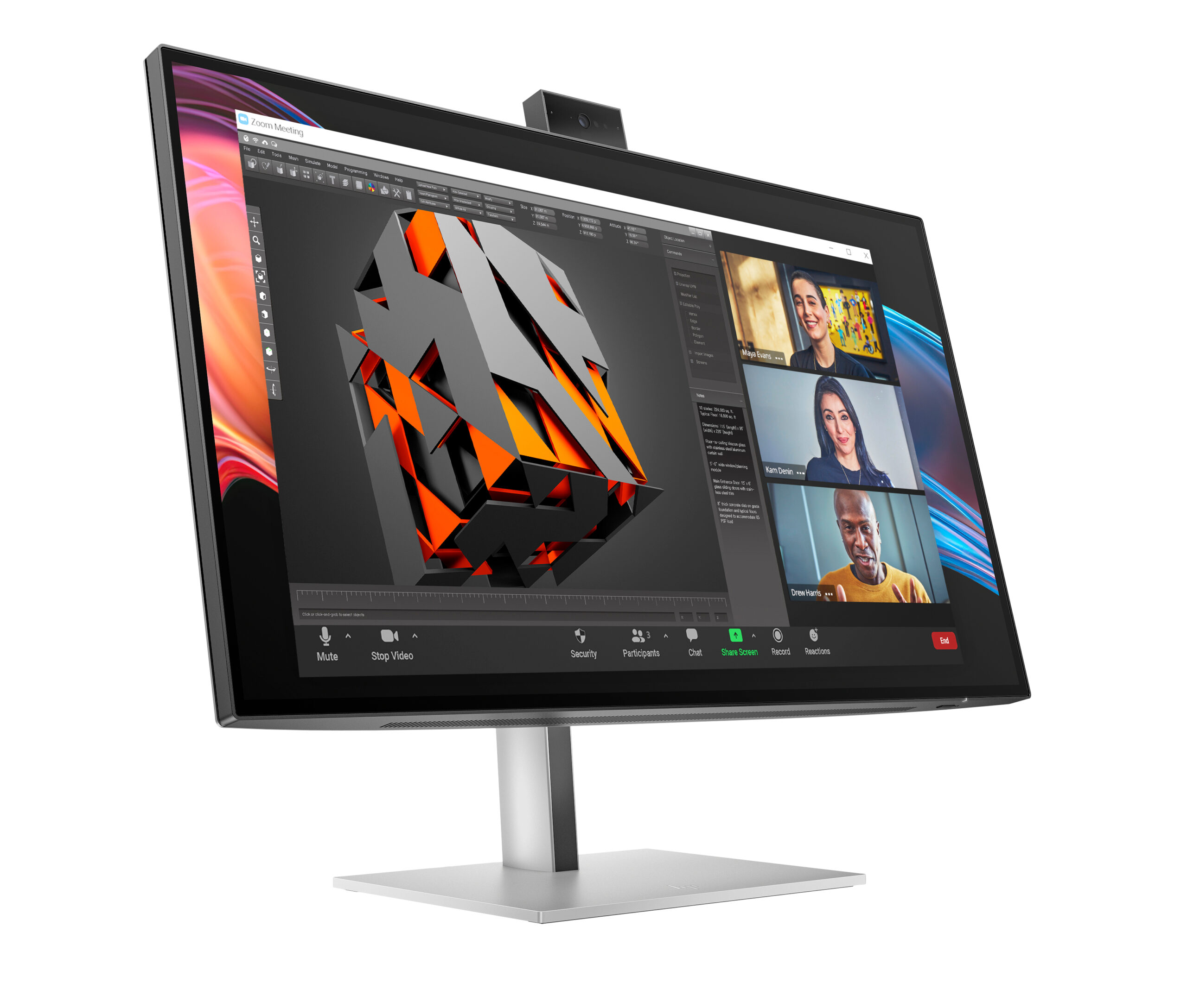 HP Series 7 Pro Serie 7 Pro 27 inch 4K Conferencing Monitor - 727pm pvc-vrij - Afbeelding 2