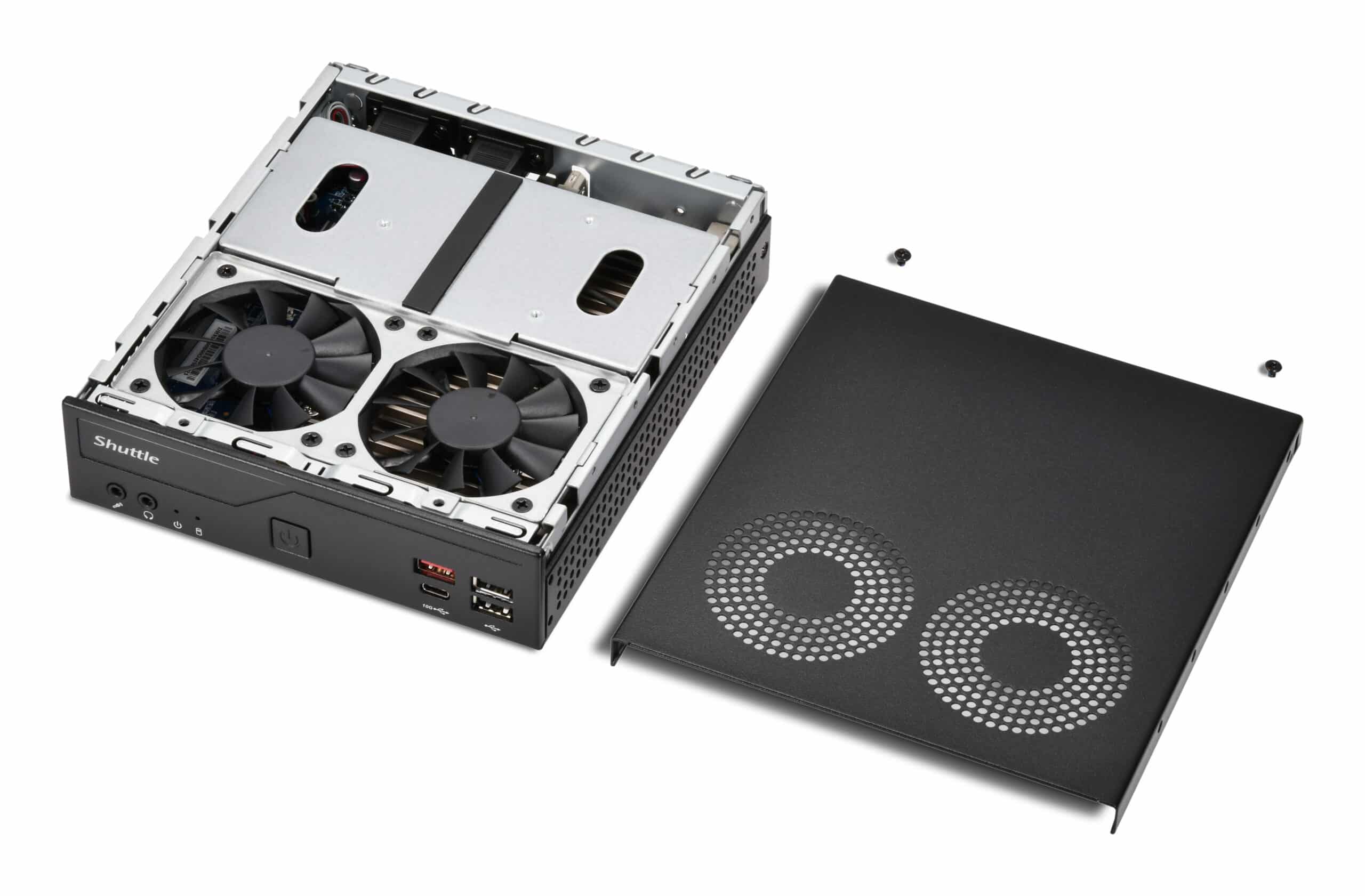 Shuttle Slim PC DH810, S1851, 1x HDMI (2.1), 1x DP, 1x USB-C (DP), 1x 2.5", 2x M.2, 2x LAN (Intel 1G + 2.5G), 2x COM, 24/7 permanent gebruik, incl. VESA Barebone - Afbeelding 6