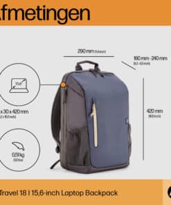 HP Travel 15,6 Blue Night Laptop Backpack, 18 liter