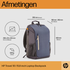 HP Travel 15,6 Laptop Backpack, 18 liter, Iron Grey