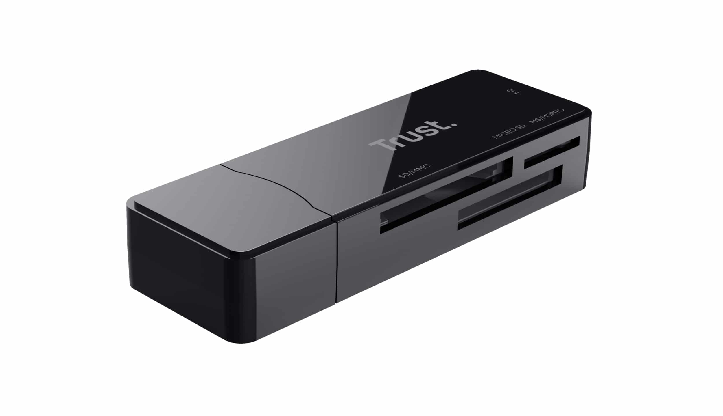 Trust Nanga Compacte USB 3.2 Gen1 Kaartlezer - compacte kaartlezer – compatibel met meerdere geheugenkaarten – zwart