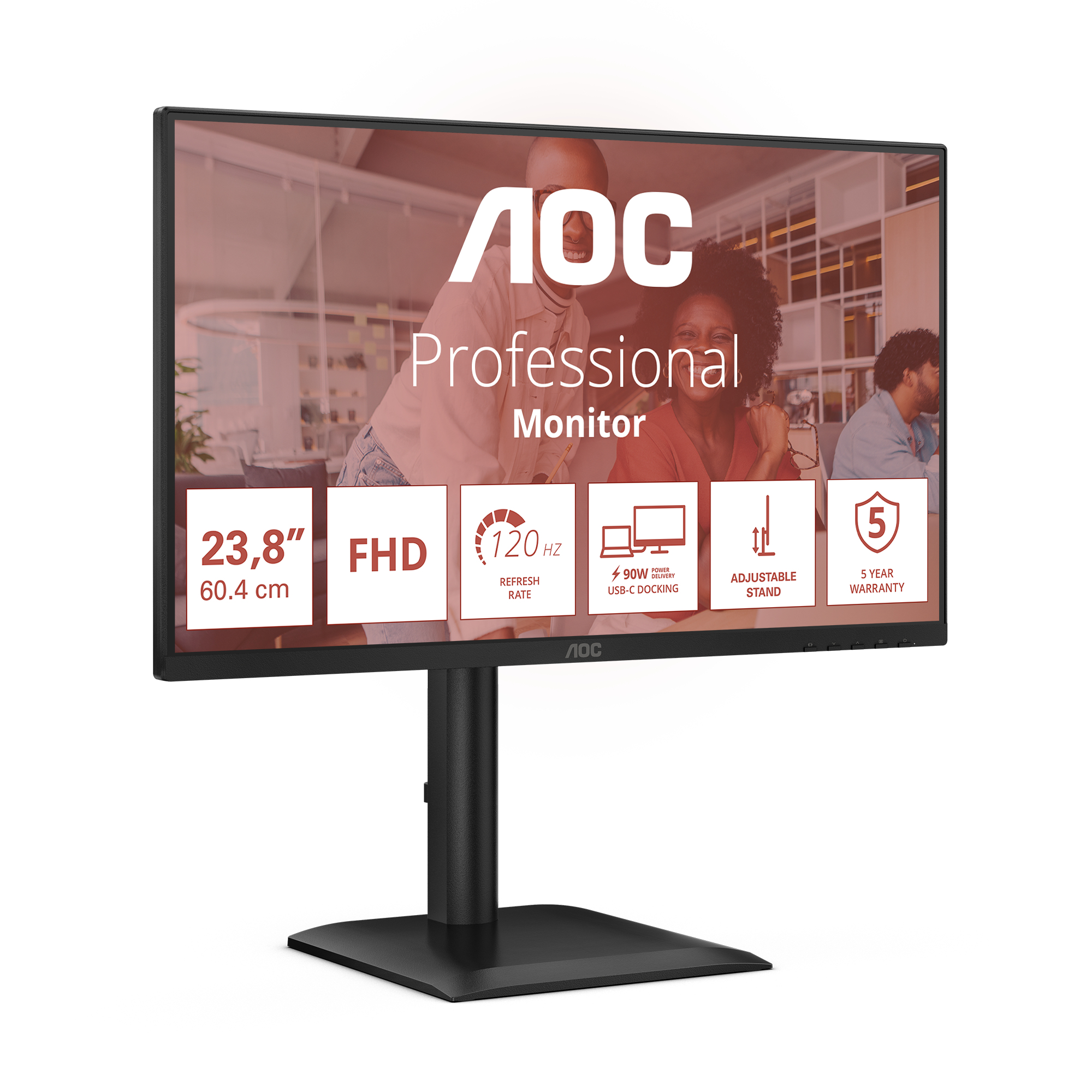AOC E4 24E4CV computer monitor 60,5 cm (23.8") 1920 x 1080 Pixels Full HD LED Zwart - Afbeelding 3