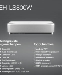 Epson EH-LS800W 4K PRO-UHD smart laserprojector, 4000 lumen, scherm van maximaal 150 inch - Afbeelding 8