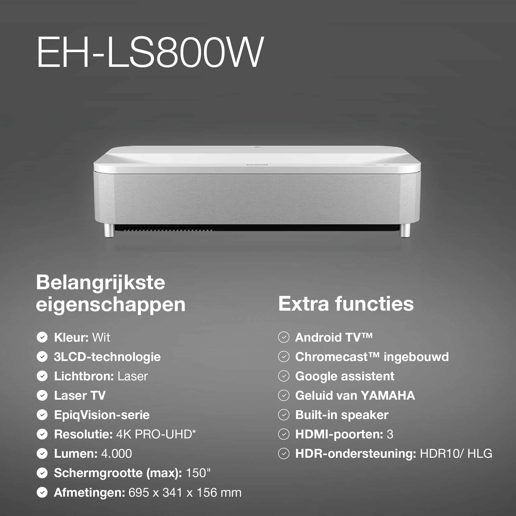 Epson EH-LS800W 4K PRO-UHD smart laserprojector, 4000 lumen, scherm van maximaal 150 inch - Afbeelding 8