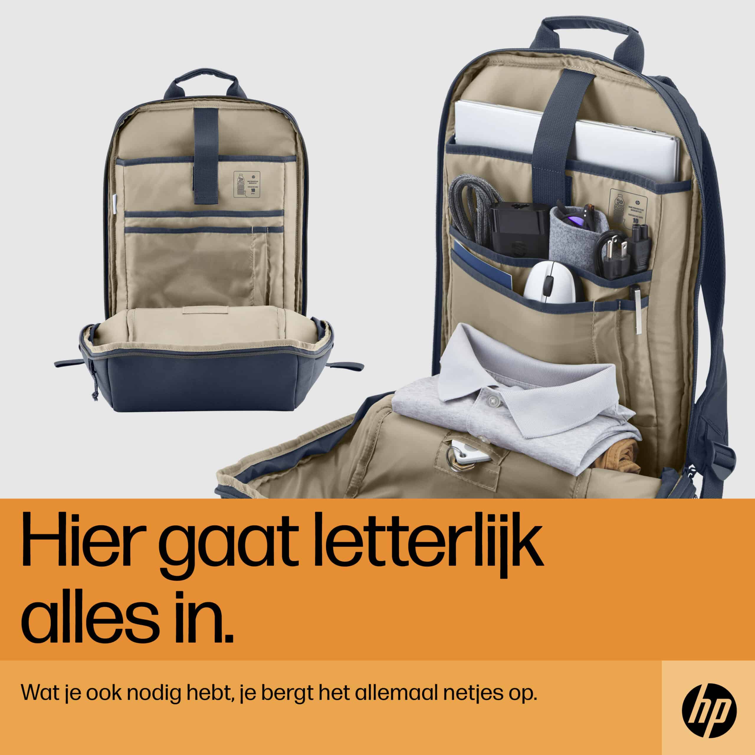 HP Travel 15,6 Laptop Backpack, 18 liter, Iron Grey - Afbeelding 3