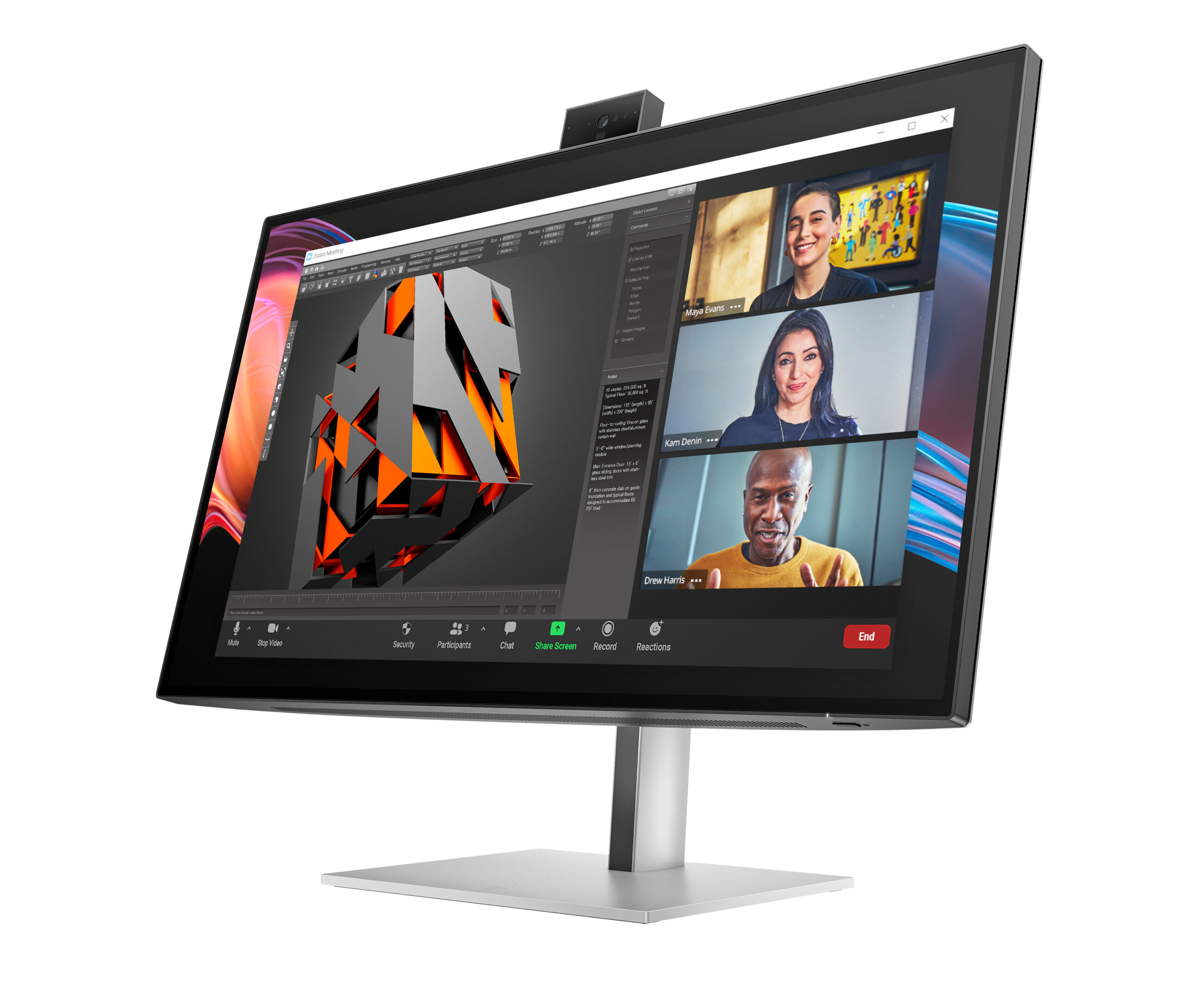 HP Series 7 Pro Serie 7 Pro 27 inch 4K Conferencing Monitor - 727pm pvc-vrij - Afbeelding 3