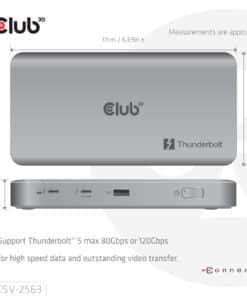 CLUB3D CSV-2563 5-1 Thunderbolt 5 Hub Triple video 5K60Hz Thunderbolt Share Certifi ed 180W - Afbeelding 3