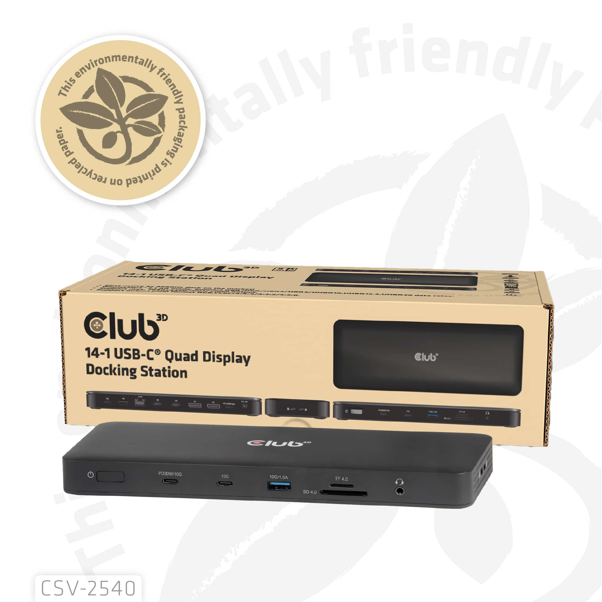 CLUB3D Club 3D 14-in-1 USB-C Quad Display Dockingstation – 4 Schermen & 100W Snelladen - Afbeelding 8