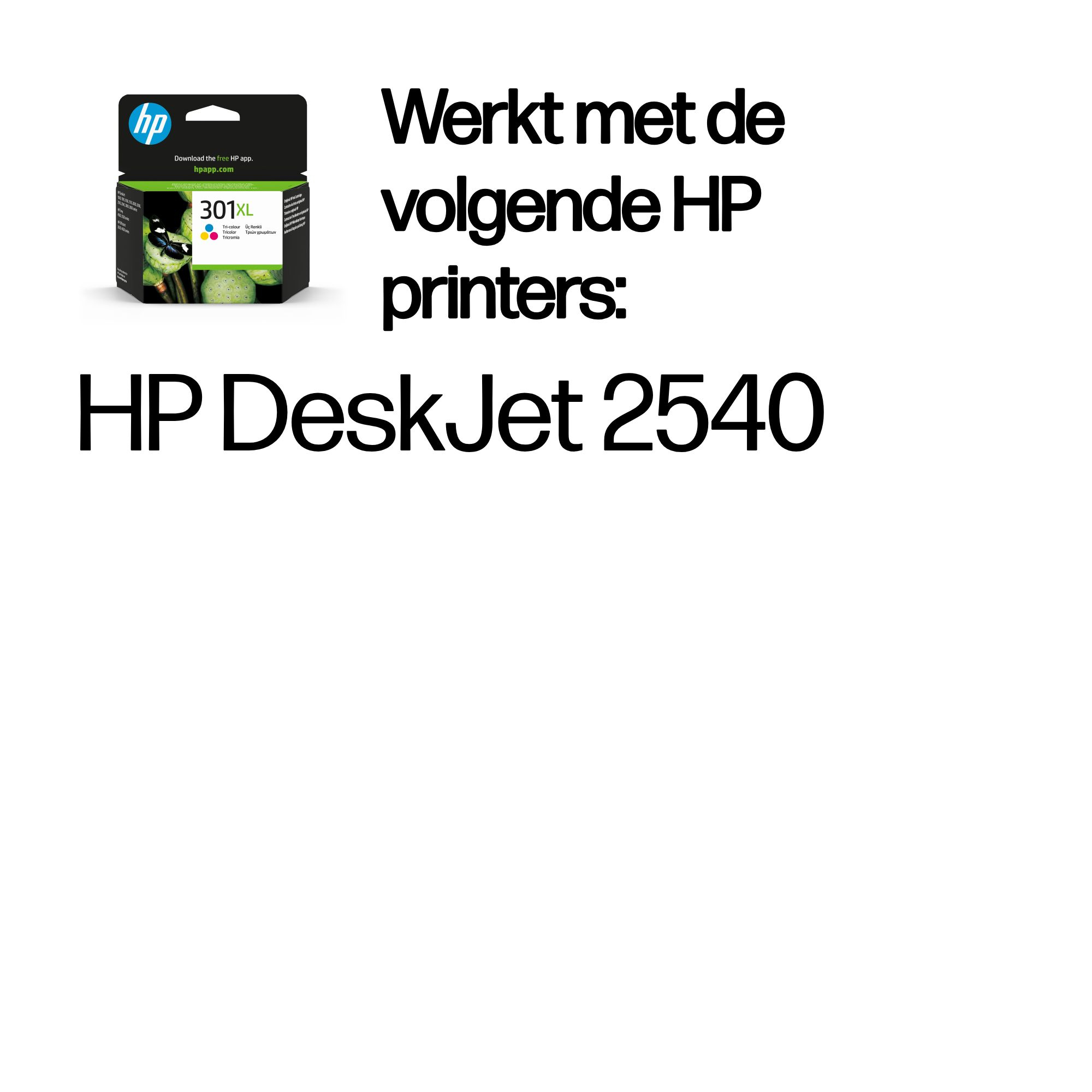 HP 301XL originele high-capacity drie-kleuren inktcartridge