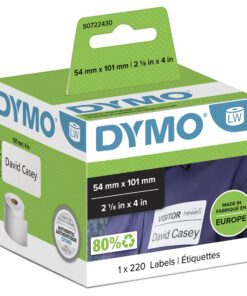 DYMO originele LabelWriter grote verzendlabels/naamkaarten | 54 mm x 101 mm | 220 zelfklevende etiketten | zwart op zwart | Geschikt voor de LabelWriter labelprinters | Gemaakt in Europa